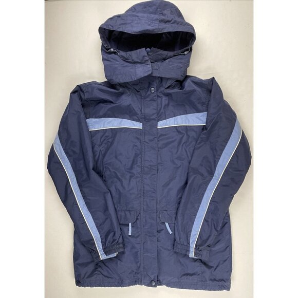L.L. Bean Full Zip Hooded Ski Jacket Women’s S Inside Pockets Blue Nylon CYF3 - Picture 2 of 12